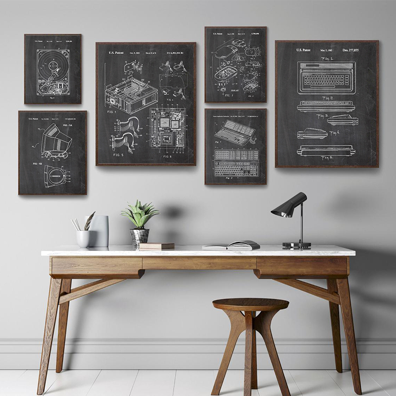 Office Tech Room - مجموعة من 6 ملصقات جدارية بتصميمات
