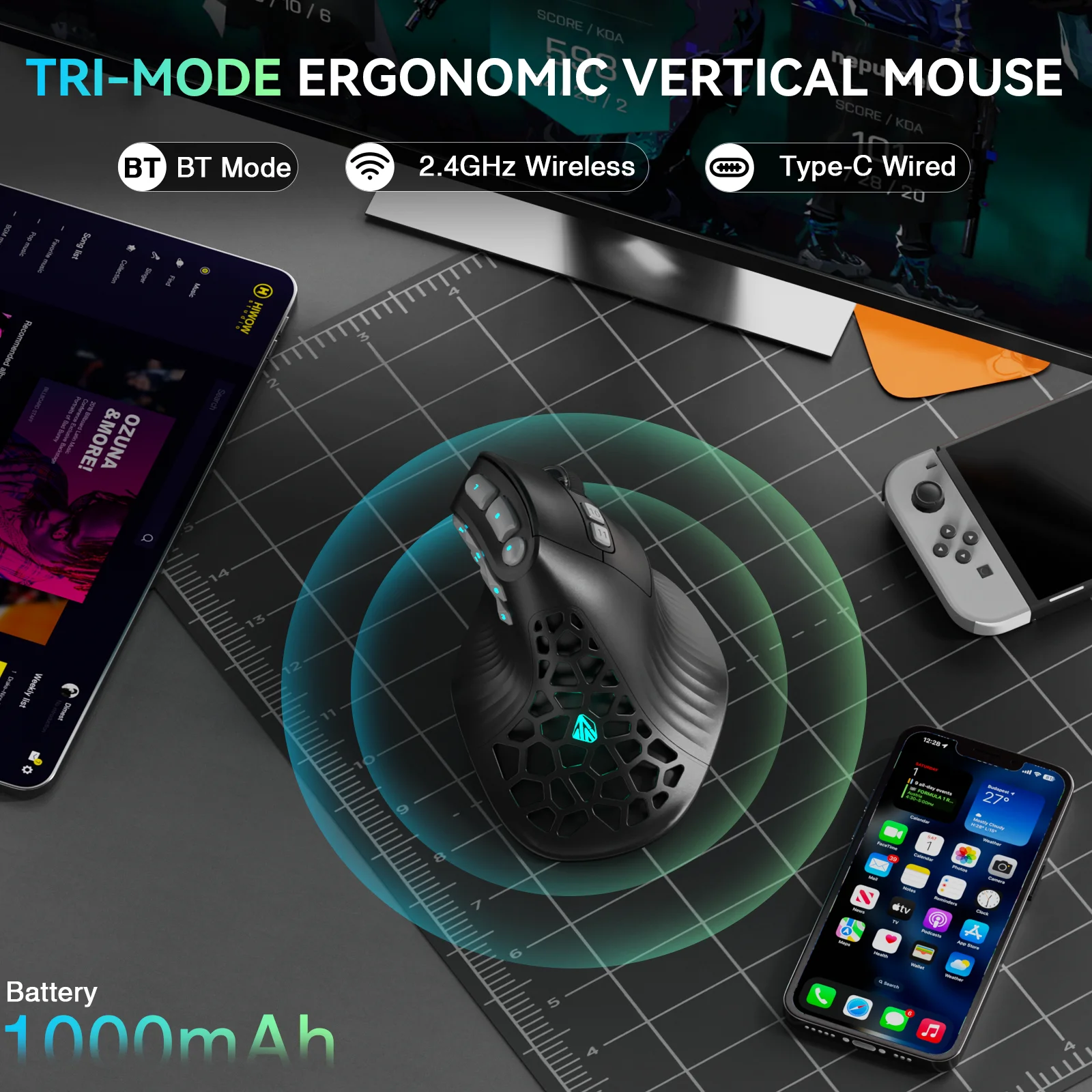 ماوس عمودي SOLAKAKA E9 Pro MMO - مراجعة Ergonomic Mouse Vertical وسعره