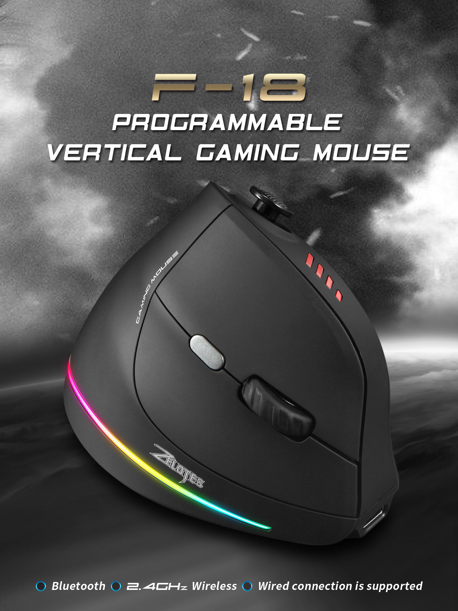 Jomaa RGB الخلفية اللاسلكية ال - مراجعة Ergonomic Mouse Vertical وسعره